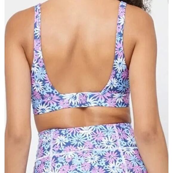 New‎ L*Space Oopsie Daisy Tryout Sports Bra Large Floral Underwire Purple Blue - Picture 2 of 11